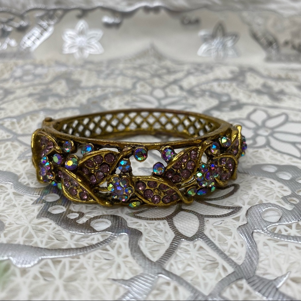 Gold & purple diamond cross bracelet elegant